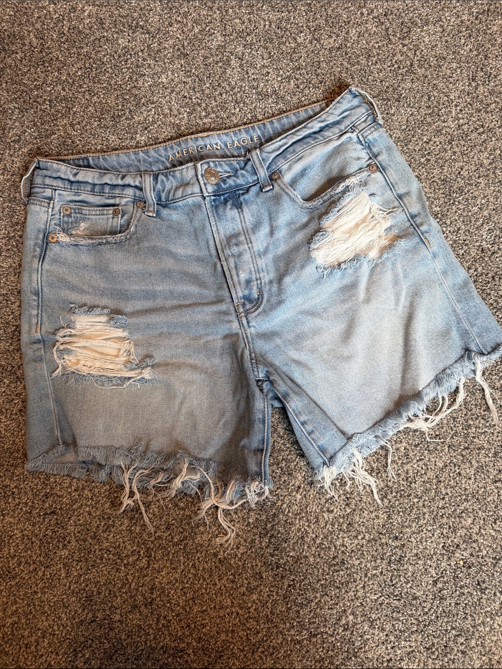 American Eagle Outfitters Light Wash Distressed Denim Shorts